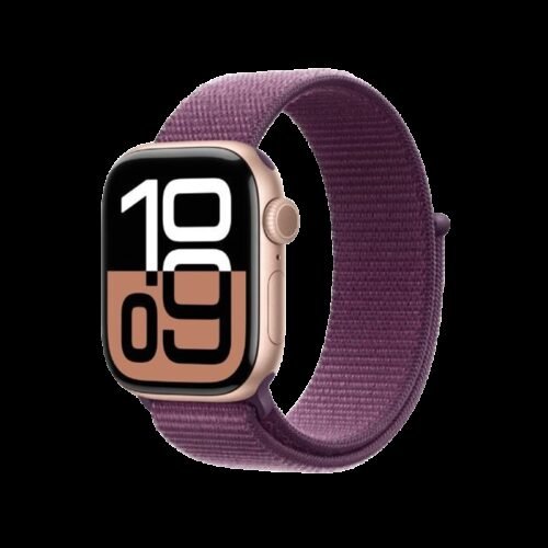 Apple Watch Series 10 GPS 46mm Rose Gold Aluminium Case+Plum SportLoop MWWV3