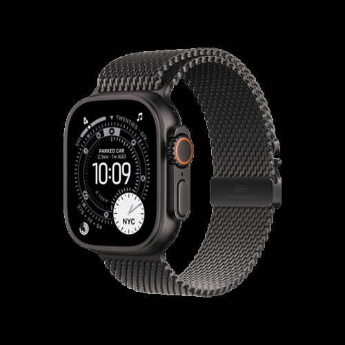 Apple Watch Ultra 3 49mm BlackTitanium Case+Black Titanium Milanese Loop MF1N4 S/M